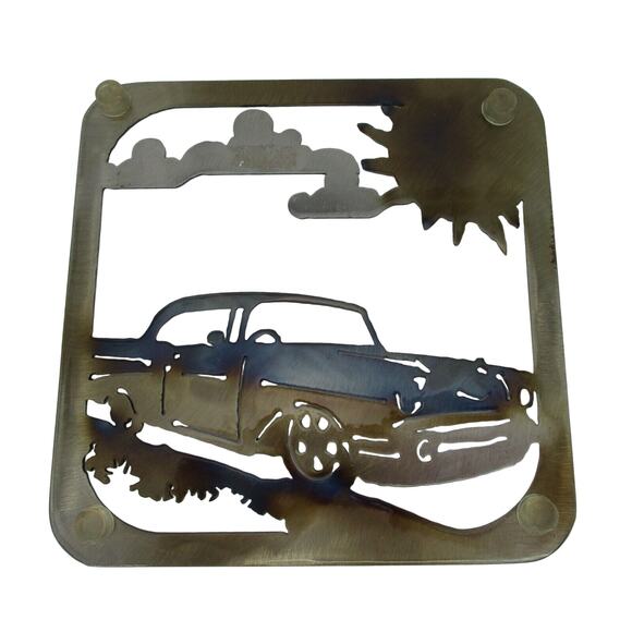 Vintage Car Trivet Metal Art, Metal Trivet, Car Decor, Heat Treat Metal Art - Picture 2 of 3